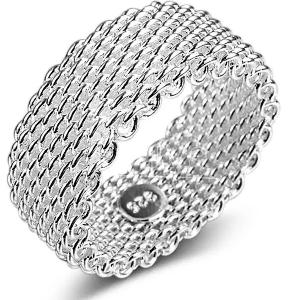 Silver Band Ring .925 Thick Mesh Band Ring NWT sterling silver - Picture 4 of 8